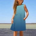 thumbnail image 1 of uublik Summer Dress Girls Size 3T-14 Sleeveless A-Line Flowy Sundress Kids Casual Tank Dresses Beach Playwear Outfit Blue, 1 of 5