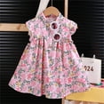 thumbnail image 1 of uublik Summer Dresses for Girls Size 1T-8 Ruffle Sleeve Tiered Flowy A-Line Cute Midi Casual Sundress Pink, 1 of 3