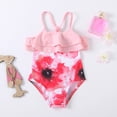 thumbnail image 1 of uublik Summer One Piece Swimsuit for Girls Floral Ruffle Beach Back SwimSuit Bathing Suit, Sizes 12M-5T, 1 of 5