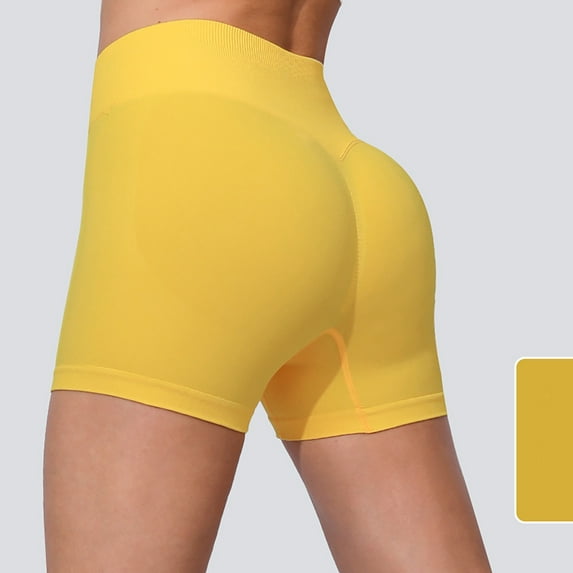 uublik Summer Shorts for Women High Waisted Running Yoga Shorts Summer Casual Quick Dry Shorts Yellow