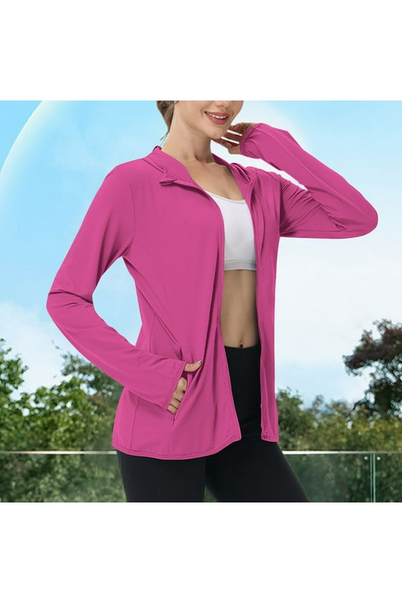 Sun Shirts for Women Long Sleeve Sun Protection Everyday Sun Protection Jacket Hoodie Clothing Lightweight Long Sleeve Sun Cover Up Shirt Hot Pink