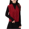 thumbnail image 1 of uublik Sweater Vest Women Open Front Button Down Long Sleeve Lightweight Sweater Cardigans Red, 1 of 4