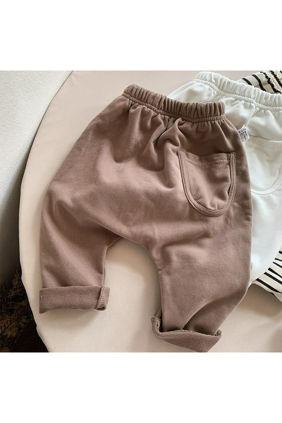 Sweatpants Boys Girls Elastic Waist Bottom Pants Newborn Infant Trousers Brown Size 0-2T