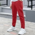 thumbnail image 1 of uublik Sweatpants for Boys Girls 2-15 Years High Waist Kids Sweats Trousers with Pockets Red, 1 of 5