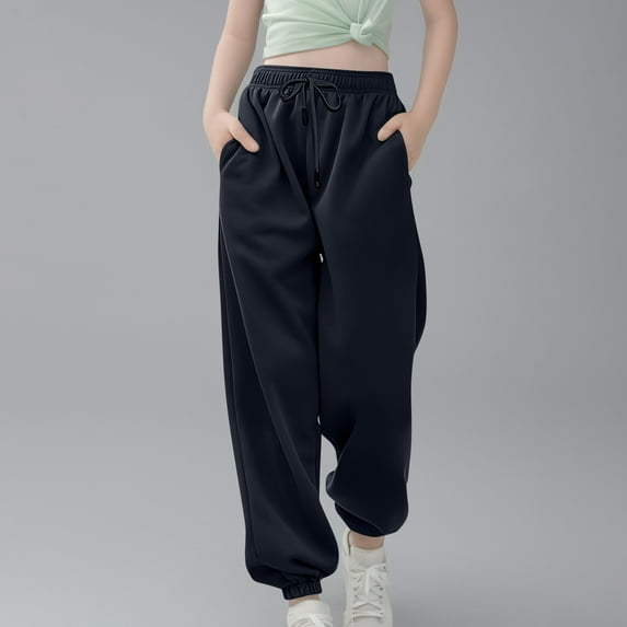 uublik Sweatpants for Boys Girls Size 3T-14 Kids Jogging Bottoms Trousers with Pockets Elastic Waist Long Pants Navy