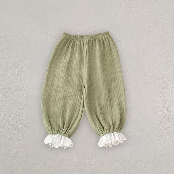 uublik Sweatpants for Toddler Girls Size 6M-4T Summer Pants for Girls Elastic High Waist Corduroy Pants Green