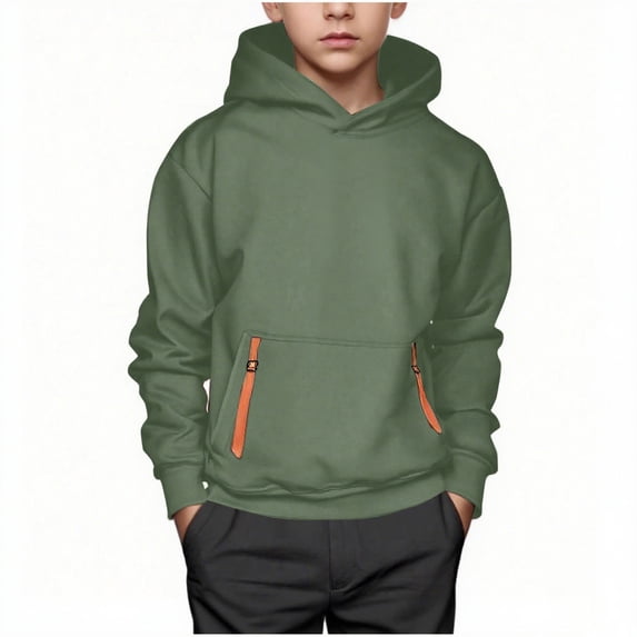 uublik Sweatshirt Boys Graphic Cute Preppy Hooded Sweatshirt Pullover Top Size 4T-15 Green