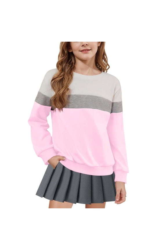 Sweatshirts Girl Graphic Cute Preppy Crewneck Sweatshirt Pullover Top Size 1T-15 Pink