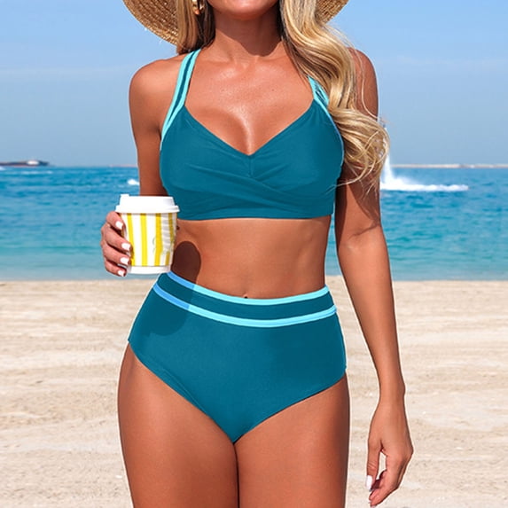 uublik Swim Suits for Women Modest Bathing Suit for Women Push Up Swimwear Built in Bra Swimsuit Cheeky Bikini Swimsuit Sky Blue