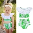 thumbnail image 1 of uublik Swimsuit Toddler Girl Two-piece Swimsuit with Ruffled Split Leaf Pattern Green, Sizes 9M-3T, 1 of 5