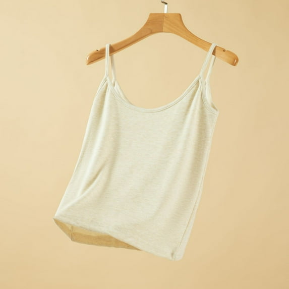 uublik Thermal Shirts for Women Underwear Tops Sleeveless Undershirt for Women Camisole Warm Base Layer, Beige