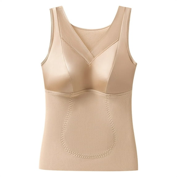 uublik Thermal Tank Tops for Women Underwear Tops Sleeveless Undershirt for Women Camisole Warm Base Layer, Beige