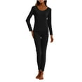 thumbnail image 1 of uublik Thermal Underwear Womens Fleece Lined Long Johns Base Layer Top Bottom Cold Weather Gear for Hunting Running Skiing, Black, 1 of 7