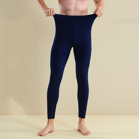 uublik Thermal Underwear for Men Long Johns Bottoms Base Layer Cold Weather Fleece Lined Leggings, Navy