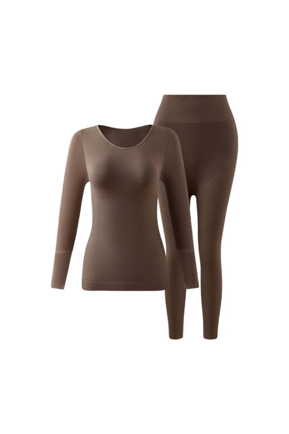 Thermal Underwear for Women Fleece Lined Long Johns Base Layer Top Bottom Cold Weather Gear for Hunting Running Skiing, Coffee