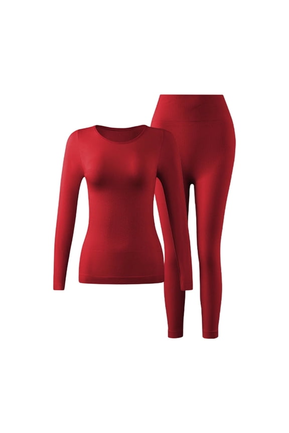 Thermal Underwear for Women Fleece Lined Long Johns Base Layer Top Bottom Cold Weather Gear for Hunting Running Skiing, Red
