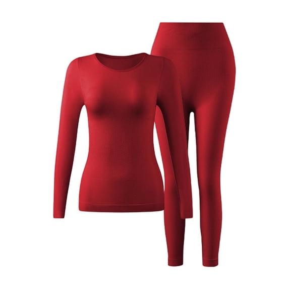 uublik Thermal Underwear for Women Fleece Lined Long Johns Base Layer Top Bottom Cold Weather Gear for Hunting Running Skiing, Red
