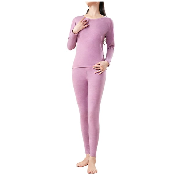 uublik Thermal Underwear for Women Set Fleece Lined Long Johns Base Layer Top Bottom Cold Weather Gear for Hunting Running Skiing, Purple