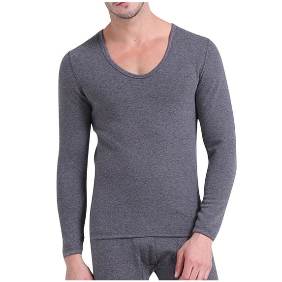 uublik Thermals for Men Long Sleeve T Shirt Casual Basic Shirts Stretch Crew Neck Undershirts, Gray
