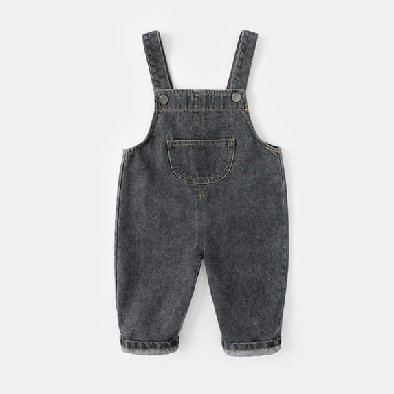 uublik Toddler Boys Girls Cute Denim Overalls Suspender Pants Outfits Black, Size 0-4T