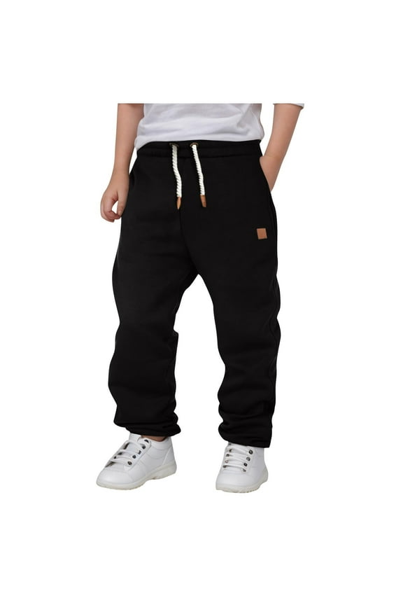 Toddler Boys Sweatpants Size 3T-12 Casual Basic Lounge Jogger Pants Elastic Waist Jogger Sport Workout Trousers Black