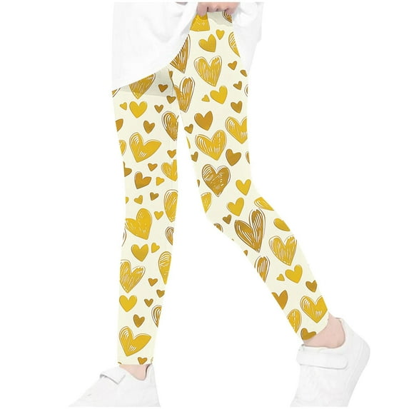 uublik Toddler Girl Leggings Size 3T-8 Ankle Length Athletic Yoga Pants for Kids Clothes Yellow