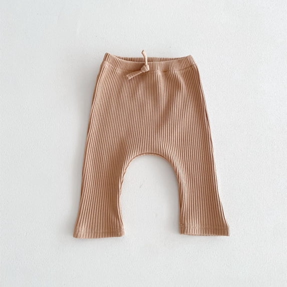 uublik Toddler Girl Leggings Super Soft Ribbed Cotton Pants and Leggings Khaki, Size 6M-3T