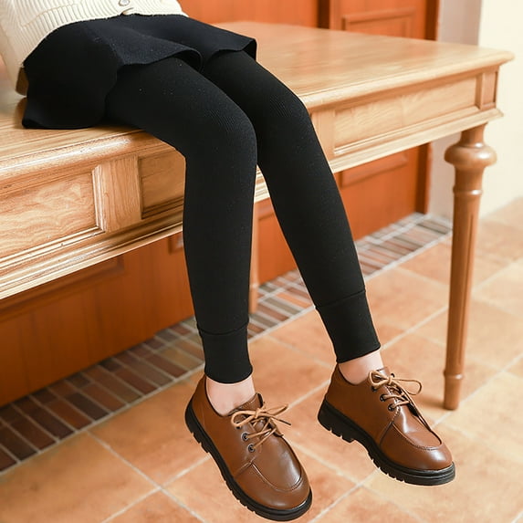 uublik Toddler Girls Leggings Black Winter Leggings Fleece Lined Toddler Kids Basic Full Length Pants, Size 1T-15