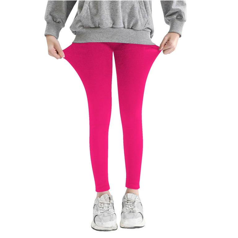 uublik Toddler Girls Leggings Hot Pink Kids Pants Plain Full