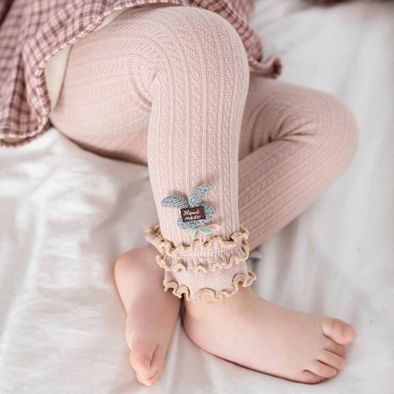 uublik Toddler Girls Leggings Pink Cotton Girls' Leggings Fall Fashion Stretch Leggings Comfortable Bottoms, Size 0-6