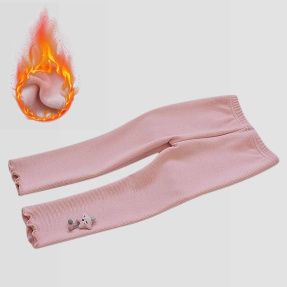 uublik Toddler Girls Leggings Pink Cotton Girls' Leggings Soft Footless Leggings Stretchy Fleece Tights Pants, Size 1T-7