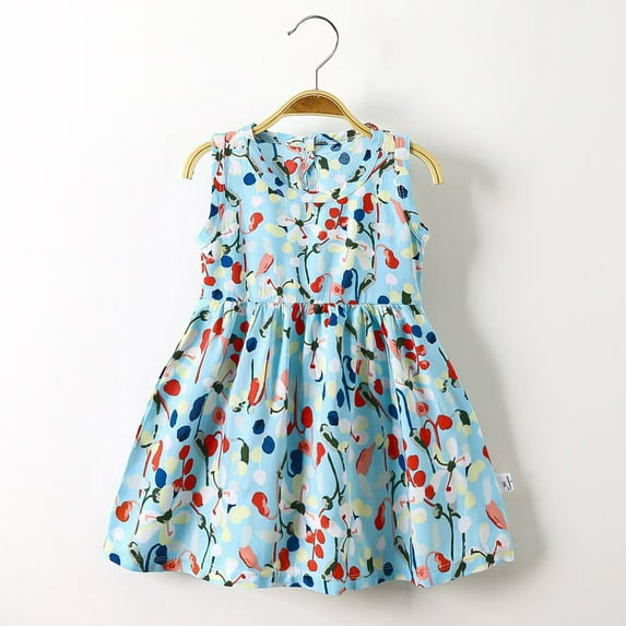 uublik Toddler Princess Dress Size 6M-11 Sleeveless Tank Dresses Summer Casual A-Line Flowy Sundress Beach Outfit Light Blue