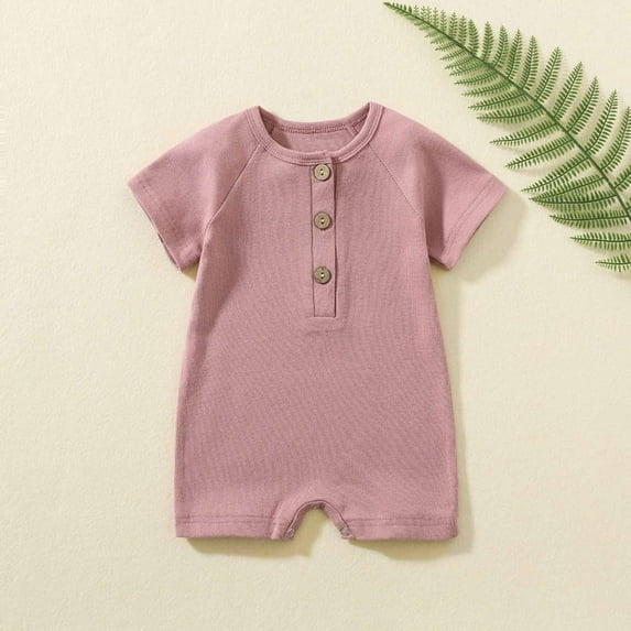 uublik Toddler Romper Short Sleeve Active Jumpsuit Romper Pink 6-12 Months