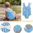 thumbnail image 1 of uublik Toddler Swimsuit Girl Flashing Sleeveless Striped Backless Bow One-piece Swimsuit Sky Blue, Sizes 9M-4T, 1 of 5