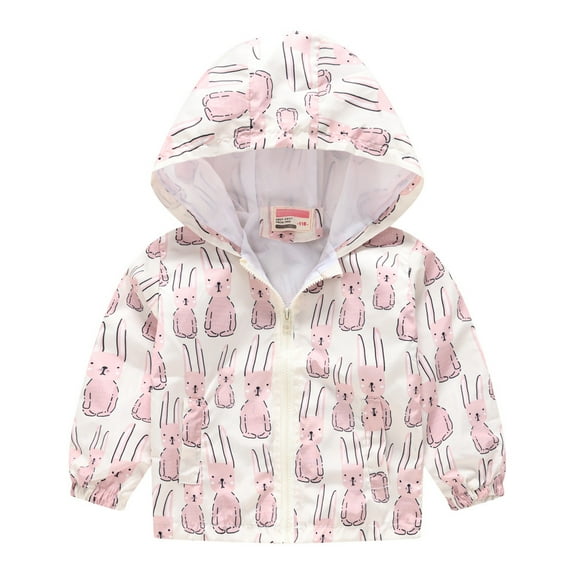 uublik Toddler Warm Coat Kids Baby Girls Boys Cute Print Jacket Zipper Hooded Windproof Coats for Girls 12 Months-5 Years