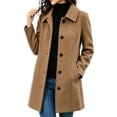 thumbnail image 1 of uublik Trench Coat Women Beige Casual Lapel Long Sleeved Button Down Pea Coat with Pockets, 1 of 6