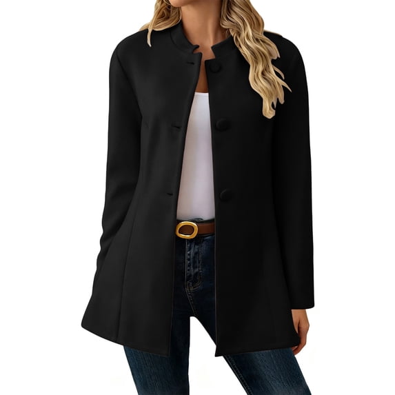 uublik Trench Coat Women Black Long Sleeve Elegant Classic Overcoat Fall Winter Clothing