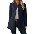 thumbnail image 1 of uublik Trench Coat Women Dark Blue Long Sleeve Elegant Classic Overcoat Fall Winter Clothing, 1 of 6