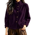 thumbnail image 1 of uublik Trench Coat Women Purple Button Down Collared Short Jacket Trendy Clothes, 1 of 6