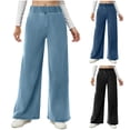thumbnail image 1 of uublik Trouser Jeans for Women Light Blue High Waisted Stretchy Denim Pants Elastic Waist Pull On Sweatpant Jeans, 1 of 5