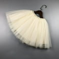 thumbnail image 1 of uublik Tulle Skirt for Girls Beige Layered Mesh Skirt Party Birthday Dance Princess Skirt Size 2T-10, 1 of 6