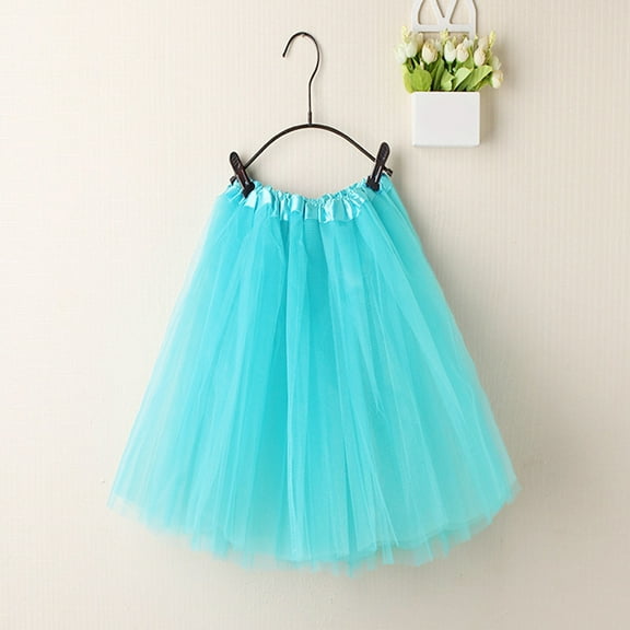 uublik Tutu Skirt for Girls Light Blue Mini Skirts High Elastic Waisted Tiered Ruffle Skirt 4T-14