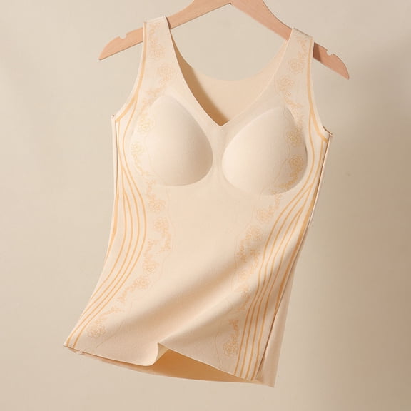 uublik Undershirts Womens Underwear Tops Sleeveless Undershirt for Women Camisole Warm Base Layer, Beige