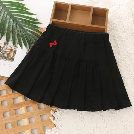 uublik Uniform Skirts for Girls Black Pleated Skirts School Kids Casual Midi Flare A Line Uniform Skorts Skirt Size 1T-9
