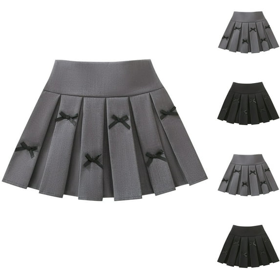 uublik Uniform Skirts for Girls Gray Pleated Plaid Mini Skirt with Shorts Girl Uniform School Tennis Skater Skirts Skort Size 3T-11