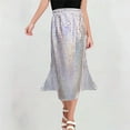 thumbnail image 1 of uublik Uniform Skirts for Girls Silver Plaid Midi Skirts High Elastic Waisted Tiered Ruffle Skirt Size 3T-16, 1 of 3