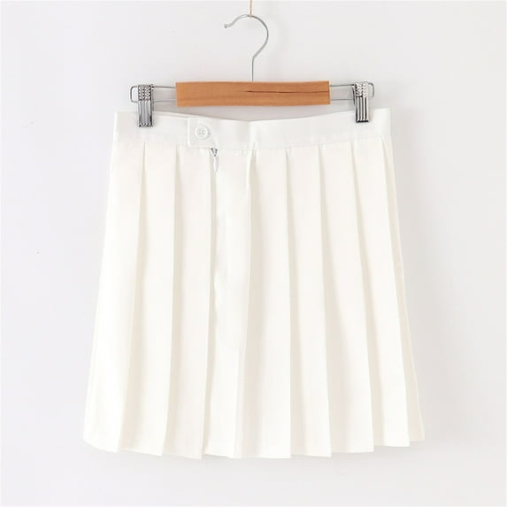 uublik Uniform Skirts for Girls White Pleated Skirts School Kids Casual Midi Flare A Line Uniform Skorts Skirt Size 11-18