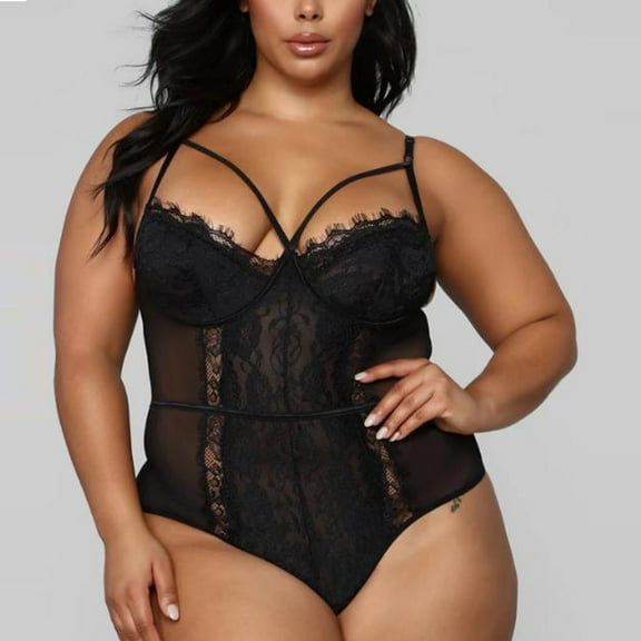 uublik Valentines Lingerie Set for Women Bodysuit Plus Size Sexy Naughty Babydoll Lace