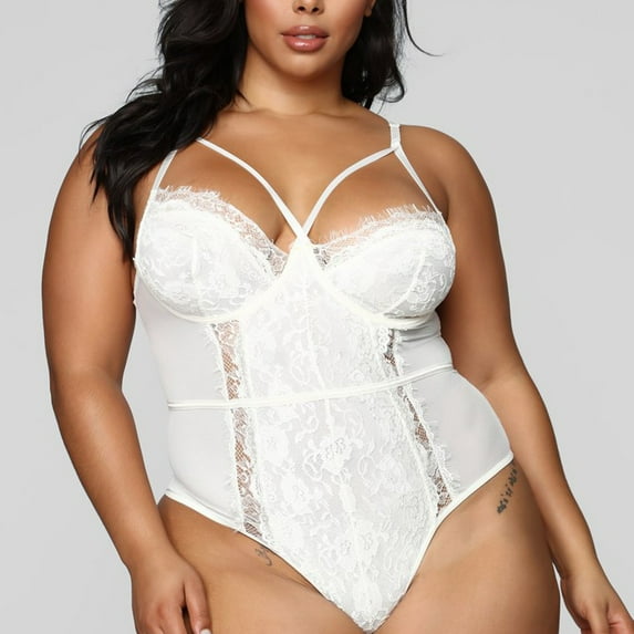 uublik Valentines Lingerie Set for Women Lace Babydoll Sexy Naughty Plus Size Bodysuit