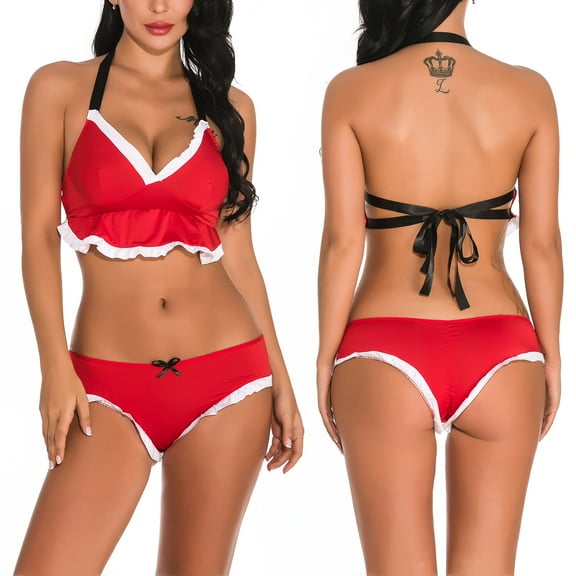 uublik Valentines Lingerie Set for Women Lace Babydoll Sexy Naughty Plus Size Bodysuit